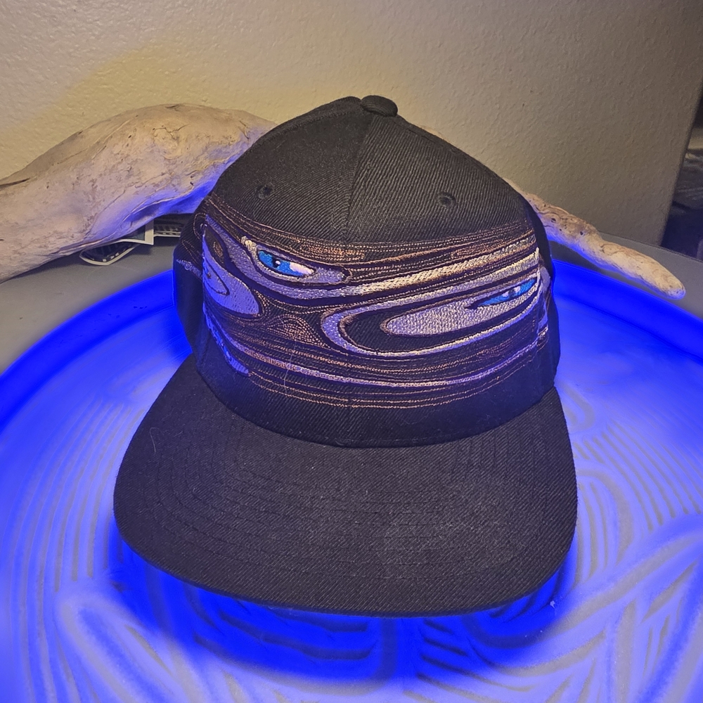 Black Cap with Abstract Design